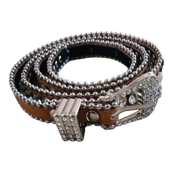 MMS Design Studio Crystal Rhinestone Studded Western Belt - Size Small - Picture 2 of 12